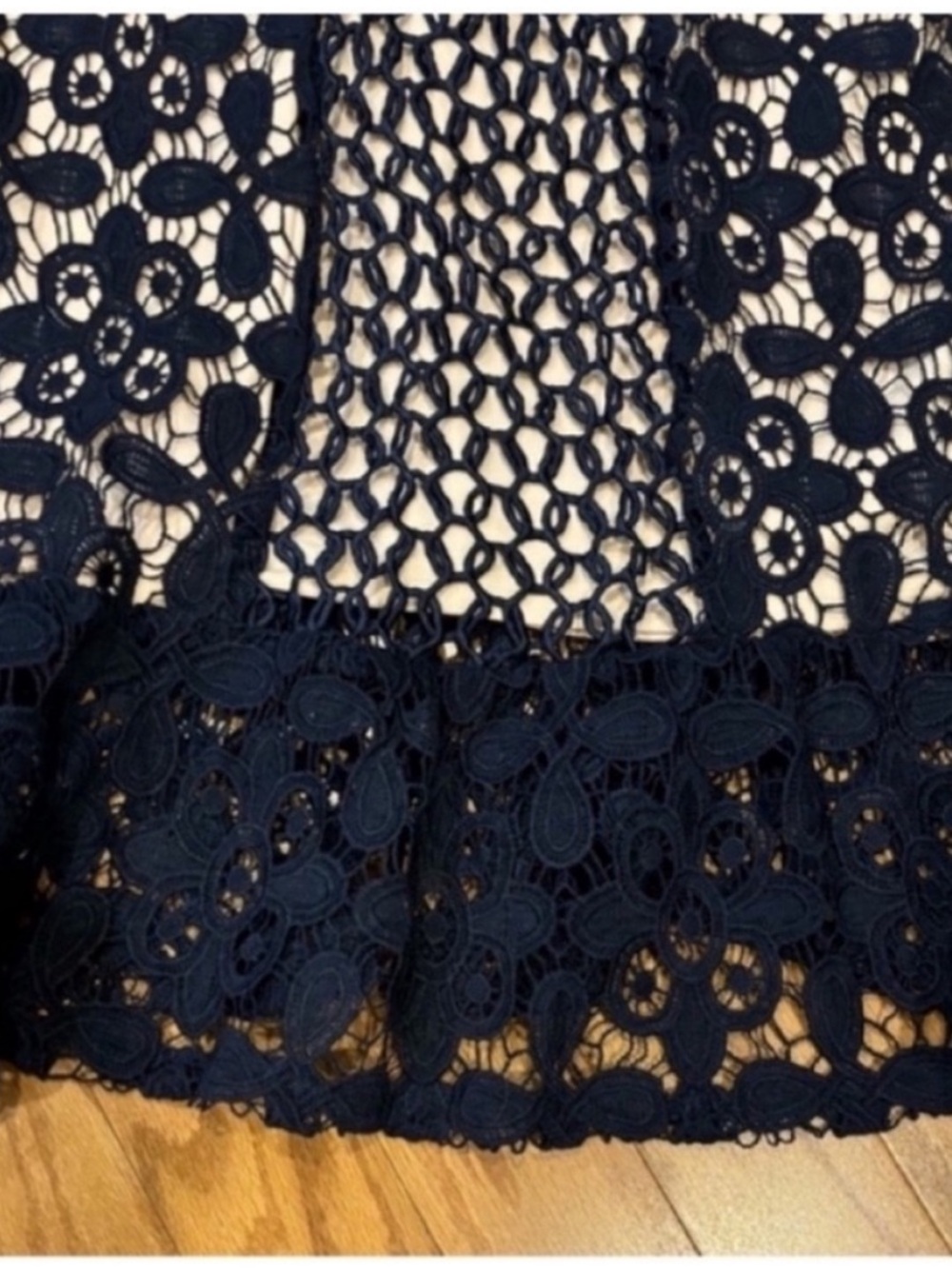 Soieblu NEW Navy Lace Dress Nude Underlay Knee Length Fit N Flare Womens 1X - Picture 8 of 13